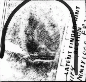 What a typical "good" latent print of an unknown developed from a crime scene looks like